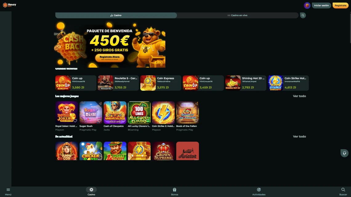 Honeybetz screen